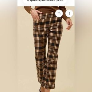 Spartina 449 Maren Plaid Pants - Brown and Cream